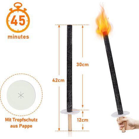 Wolketon Torches en Cire Torches de Jardin Torches en Cire Naturelle avec Poignée Extra Longue. pour Pâques.Lot de 10