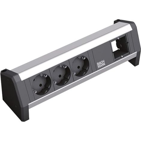 Bachmann multiprise de table noire avec 3 prises Schuko