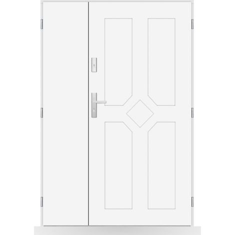 Porte d'entrée double Azélie - 130-140-150x208cm - Couleur: Blanc - Poussant: Gauche - Dimensions: 90x40 cm (1/2)