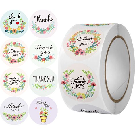 (1000 pièces) Étiquettes autocollantes « Merci » 2,5 cm 36