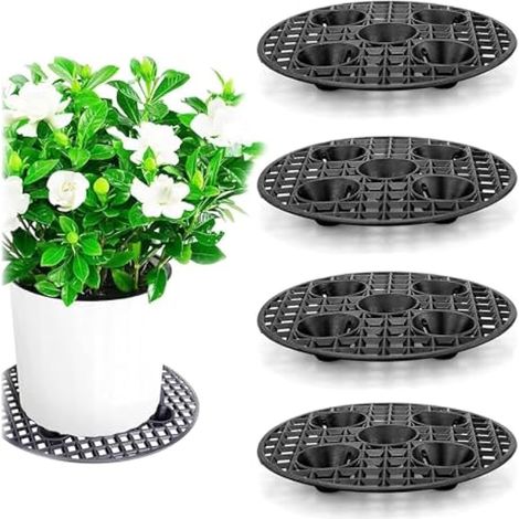 4 Pièces, Élévateurs Pot Fleurs Maille Pad, Pot Fleurs Maille Pad, Pad Grille Pot Fleur, Supports De Pot De Fleur Ronds en Plastique, pour Intérieur, Balcon, Extérieur, Jardin (1/5)
