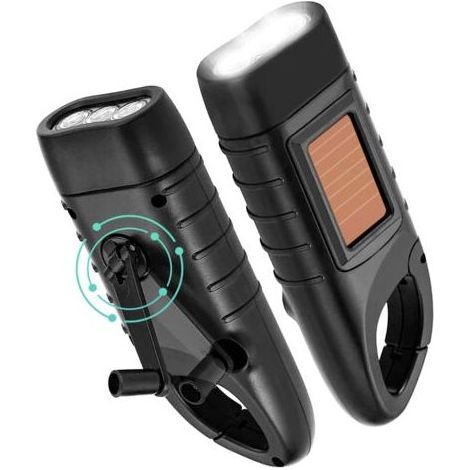 Torche à manivelle 2 pièces torche,à dynamo LED rechargeable avec manivelle lampe, à manivelle d'urgence pour panne de courant camping en plein air (1/5)