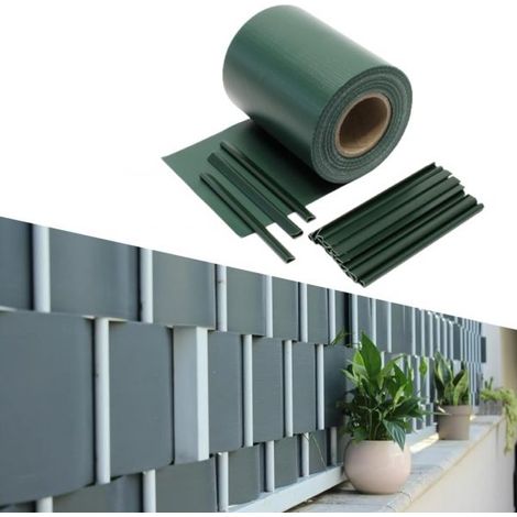 Striscia Fascia Frangivista in PVC 19cm X 35mt per Balconi Ringhiere Cancello Verde (1/5)
