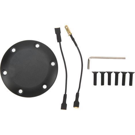 6 trous cache-avertisseur volant aluminium noir montage facile universel pour la plupart des voitures (1/5)