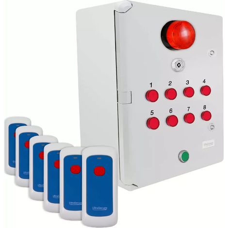 Système d'identification d'alerte sans-fil 900m - 6 boutons mobiles / Sirène / Flash / LEDs / Bouton d'arrêt (DA600+)