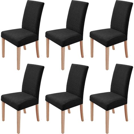 MINKUROW Set Di 6 Fodere Per Sedie Elastiche Rimovibili E Lavabili Per Sedie Da Pranzo Moderne Elastiche Protezione Per Sedie Decorazione Per Banchetti In Ufficio Festa Di Nozze (Nero) (1/5)