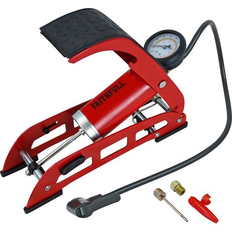 Faithfull Foot Pump Single Cylinder with Gauge FAIAUFPUMP1