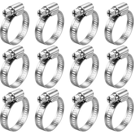 Lot de 12 collier de serrage 18 à 32 mm en Acier Galvanisé, collier de serrage métallique pour Tuyau, Durite, Plomberie, Auto, Jardin et Bricolage, Il est et ne se déforme pas facilement. (1/5)