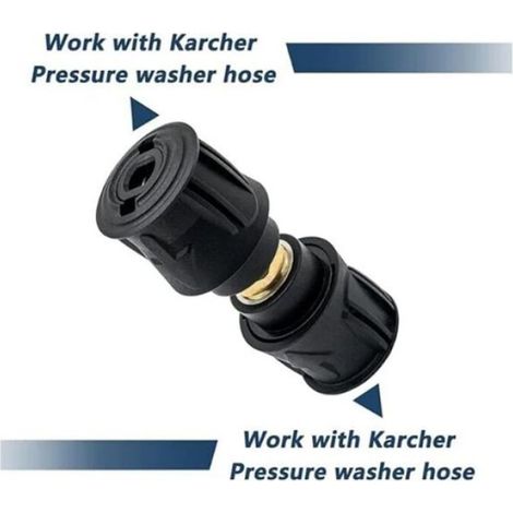 Raccord rapide haute pression double tête pour nettoyeur haute pression, adaptateur de raccordement de tuyau, lot de 2 accessoires (1/5)