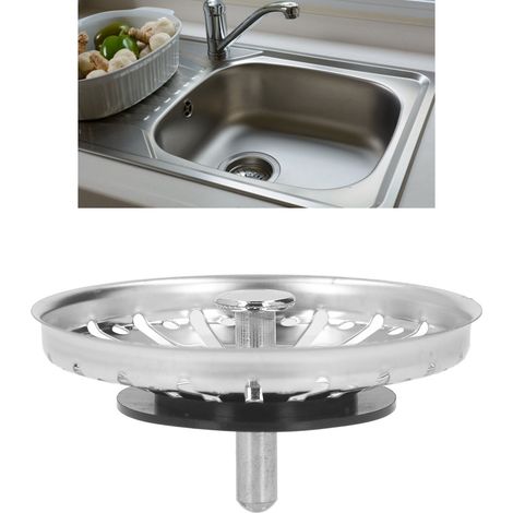 Cesta filtrante de acero inoxidable para fregadero, cesta filtrante universal anti-obstrucción, 84 mm de diámetro, fácil instalación. (1/5)