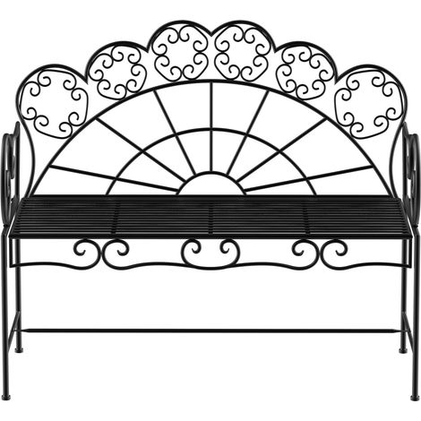 Banc de jardin 2 places , robuste et antirouille, idéal pour terrasse, jardin et espaces extérieurs. Dimensions : 107 cm x 55,5 cm x 92 cm. Couleur : noir.