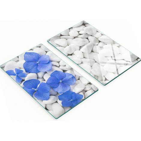 Tablas decorativas de vidrio para servir aperitivos con dise帽o de hortensias, 2x30x52 cm.