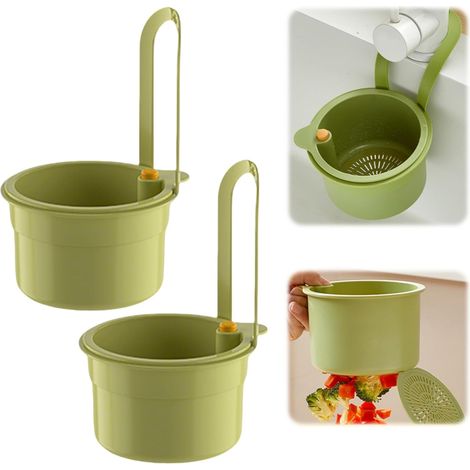 Pack Clip-on Drain Strainers, Hanging on Faucet, Mess-Free, Removable Silicone Drain Strainer for Kitchen Cleaning and Organization (Green) (1/5)