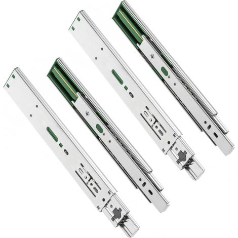 GTV Rails de tiroir H45 - 45,3 x 300 mm - Acier galvanise solide - Systeme de rails Soft Close - Rail telescopique a billes - Charge maximale : 30 kg - Lot de 2 = 4 pieces