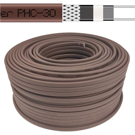 Câble chauffant autorégulant PHC-30, 30 W/m, 230 V, 100 m, toiture et tuyaux usage extérieur