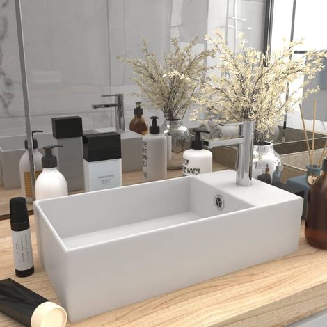 Lavabo de Salle de Bain Chic & Moderne Blanc. SANS Mitigeur (1/5)