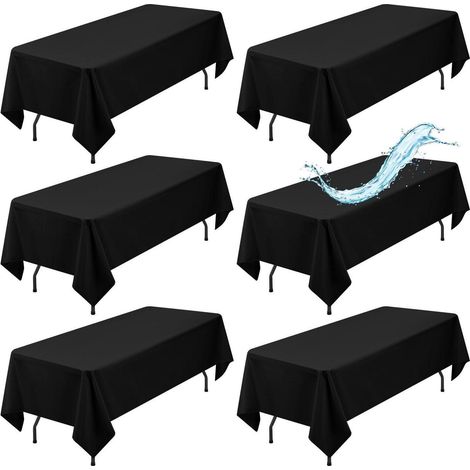 6er Pack Tischdecke Schwarz 153x260 cm Wasserabweisend Polyester Rechteckig