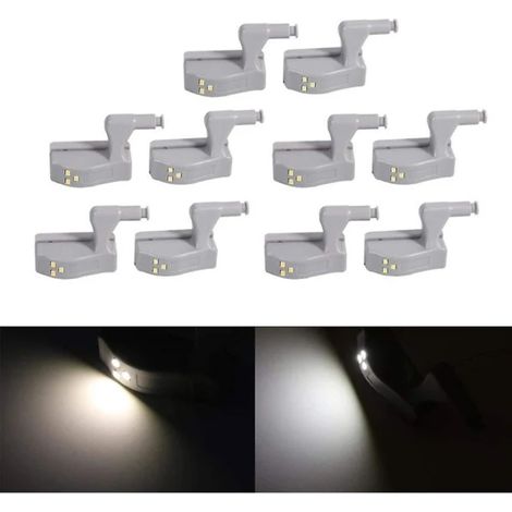 Lot de 10 Lampes LED pour Armoire Capteur de Mouvement Universel Lumière d'Étagère avec Charnière (1/5)