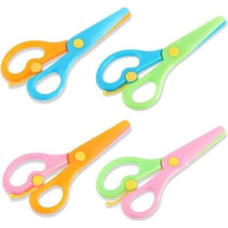 Ciseaux Enfants - Lames Émoussées - 13,5 x 6,2 cm - Pour Activités Manuelles à l'École ou à la Maison - Lot de 4 Paires (1/3)