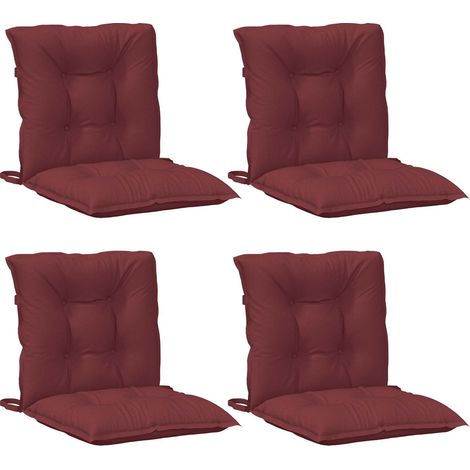 Maison Exclusive - Coussins de chaise dossier bas lot de 4 rouge bordeaux mélangé (1/5)