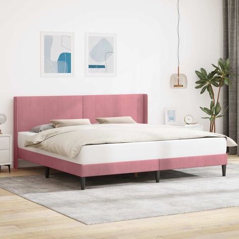 Bettrahmen mit Kopfteil Rosa 180 x 200 cm Samt