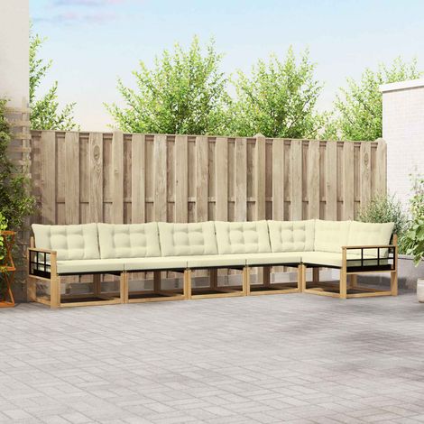 vidaXL Outdoor-Sofagarnitur mit Kissen 6 pcs Weiß und Creme (1/5)