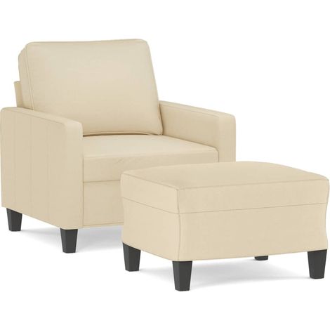 Maison Exclusive - Sessel mit Hocker Creme 60 cm Stoff