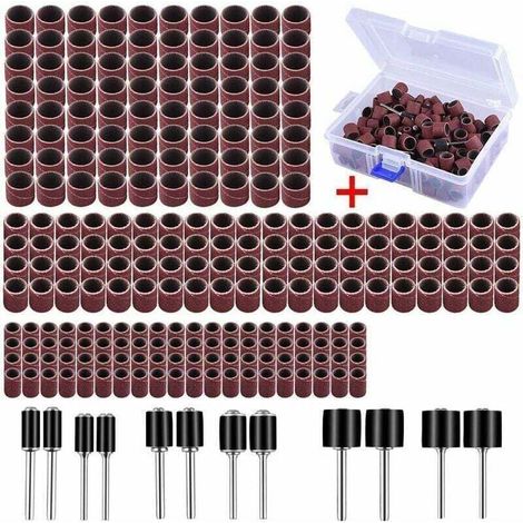 XU 252-teiliges Schleiftrommel-Set mit Koffer, inklusive 240 Schleifbändern und 12 Dornen für Dremel-Rotationswerkzeuge --Crezuo