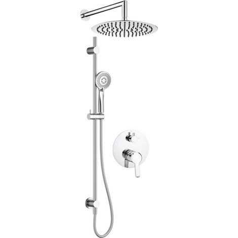 Set doccia con barra di scorrimento miscelatore doccetta e soffione finitura cromo - Arvo