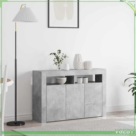 Buffet - FAF7291712449192 - Gris béton - 3 portes - Bois d'ingénierie 116 x 30 x 75 cm (1/5)