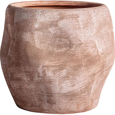 Vase rond contemporain en céramique brune pour décoration élégante - Brun chocolat mat contemporain (1/2)