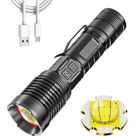 Superhelle 16000 Lumen LED-Taschenlampe, wiederaufladbar, leistungsstarke XHP99 taktische Taschenlampe, zoombar, 5 Modi, Camping-Taschenlampen mit Powerbank und Power-Display-Funktion (1/4)