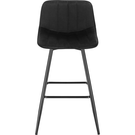 WOLTU 1x Bar Stool Velvet Padded Seat Metal High Legs Kitchen Home living Room Black (1/5)