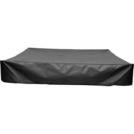 Telo di copertura per sabbiera con coulisse per proteggere i giocattoli da pioggia e sole, 180 cm x 180 cm x 20 cm, resistente e facile da usare, adatto a sabbiere per bambini e bambine - nero.