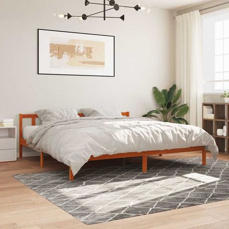 Bed Frame without Mattress Wax Brown 200x200 cm Solid Wood Pine vidaXL