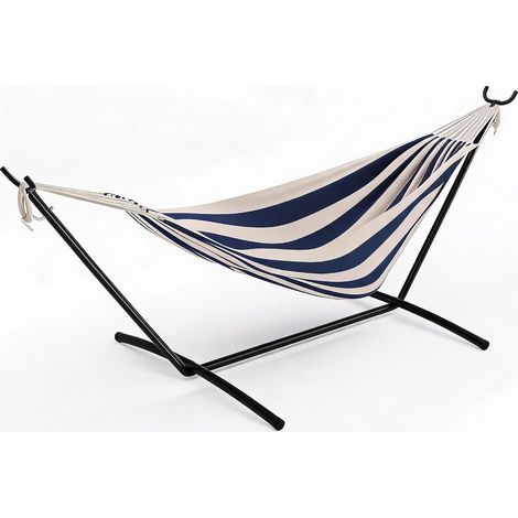 Hamac Suspendu Fer Toile Jardin Balcon Terrasse Camping Hamac en fer et toile pour la détente en plein air. Structure robuste idéale pour jardin balcon et camping. (1/5)