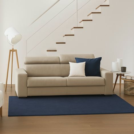Talamo Italia Sofá fijo Susanna, Sofá de 3 plazas, 100% Made in Italy, Sofá Sala de estar, en tela acolchada, con reposacabezas ajustables y reposabrazos delgados, Cm 200x95h85, Beige, con embalaje re (1/4)