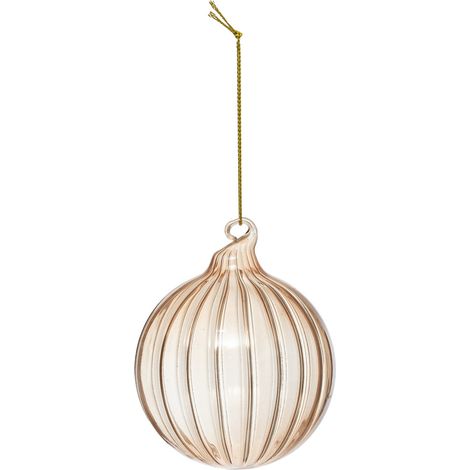 Déco Sapin Boule de Noël en Verre D 8 cm marron strié - Feeric Christmas