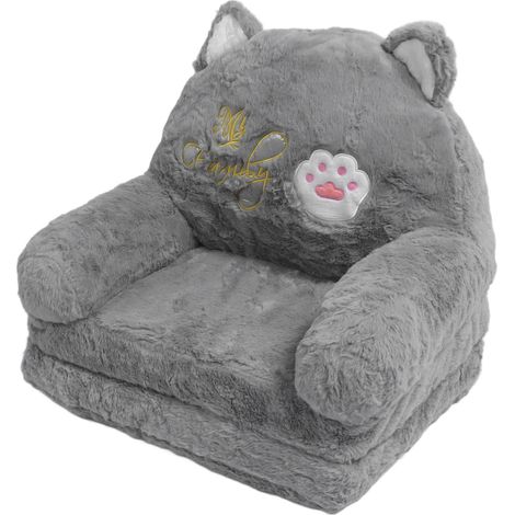 Canapé Enfant Bébé Chaise Cartoon Chat Convertible Fauteuil Lit Pliable Sieste Jeu Sommeil Gris 2 Niveaux (1/5)