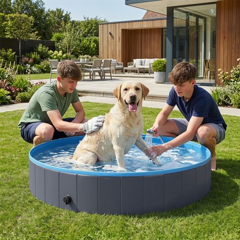 Piscine pliable pour chiens de grande et très grande taille, avec fond antidérapant, pour une utilisation intérieure et extérieure, 160 x 30 cm (1/5)