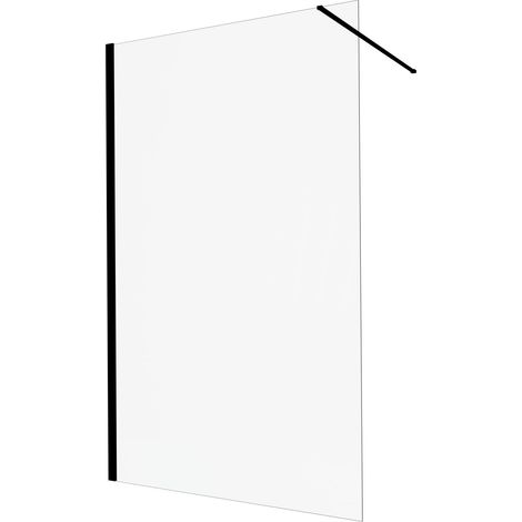 KINEDO - Paroi Douche Solo 6+ - Verre de Sécurité 6 mm transparent + Profilé Aluminium finition noir mat - Traitée Anti-Calcaire, Volet Pivotant en Option - Fabriquée en France - L.110 cm x H.200 cm (1/5)