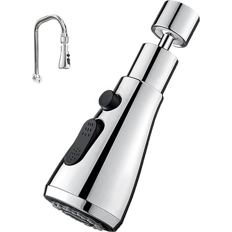 Silberner Küchenarmatur-Aufsatz, Spülbeckenarmatur-Adapter, 360° freie Drehung, 3 einstellbare Positionen. (1/5)
