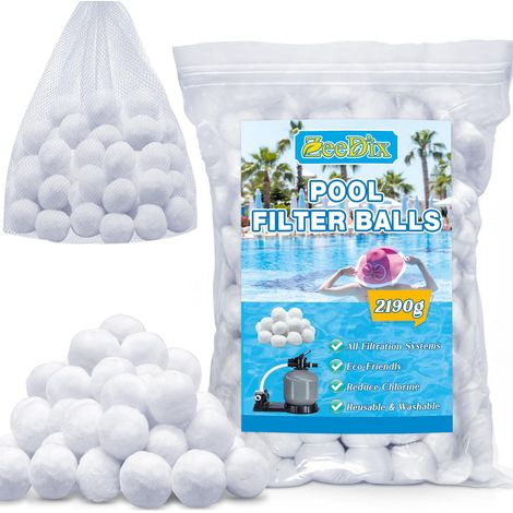Balles filtrantes de piscine de 2190 g pour systèmes de filtration à sable, alternative efficace au sable filtrant (comme 25 kg de sable), balles en fibre réutilisables et respectueuses de (1/5)