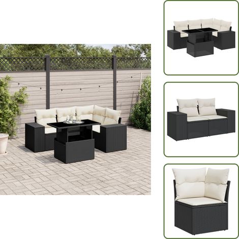 Salon de jardin 5 pcs avec coussins noir résine tressée - Ensemble Salon Jardin - Meuble Extérieur - Jardin Design - Mobilier Résistant Aux Intempéries - Chaise Longue (1/5)