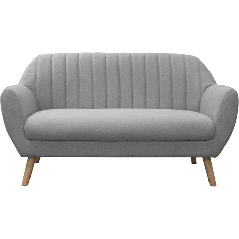 The Home Deco Factory – Canapé droit 3 places en tissu gris – Confort rembourré – Style cocooning moderne – Dimensions adaptées pour petits espaces (1/5)