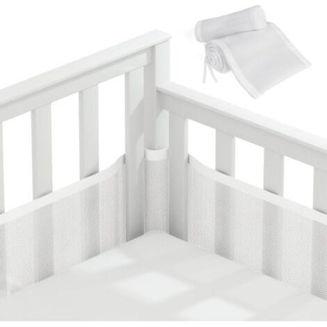 Baby cot bumper for baby cabin, cot bumper, 3D mesh lining, safe for crib airflow, suitable for all types of cribs (white) (1/5)