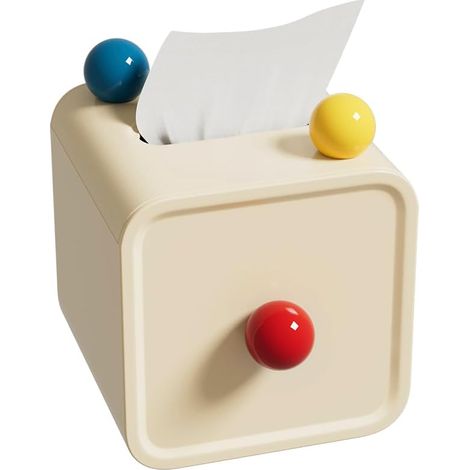 Quadratische Taschentuchbox, cremefarbene, würfelförmige Taschentuchbox, geeignet für Badezimmer, Schlafzimmer, Küche, Büro und Wohnzimmer.