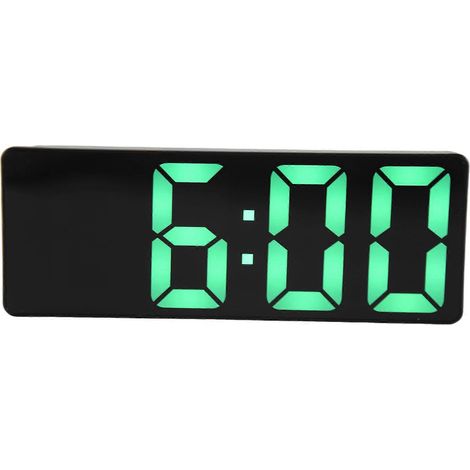 Réveil LED pour chambre à coucher, horloge électronique de bureau avec affichage de la température et luminosité réglable (verte). (1/5)
