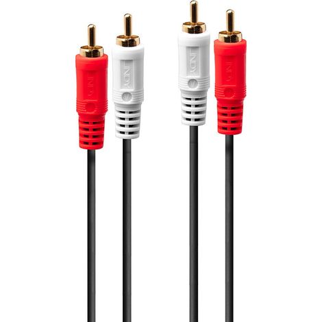 LINDY 35664 Cinch Audio Anschlusskabel [2x Cinch-Stecker - 2x Cinch-Stecker] 10.00 m Schwarz