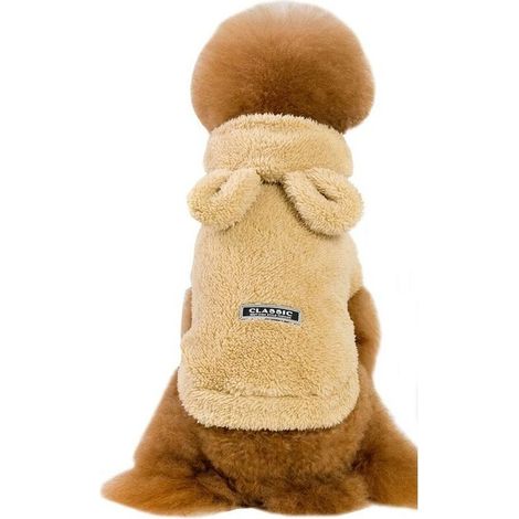 Chemise, peignoir à capuche pour chiens et chats, polaire, chaud et moelleux M Beige